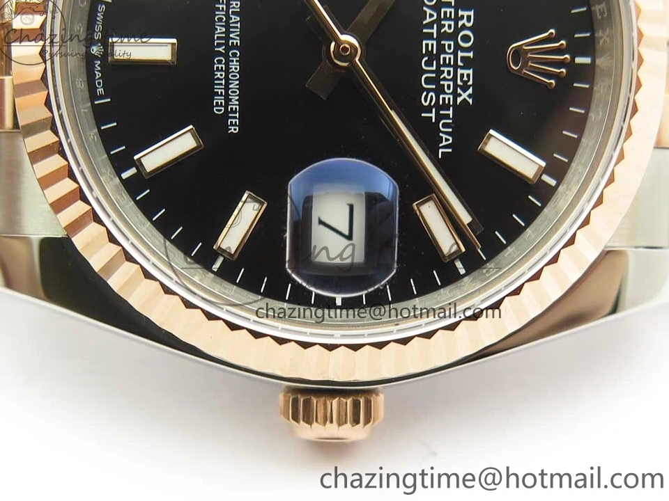 0506 EasyMatch DateJust 36mm 904 SS RG Wrapped 116231 GMF Black Dial on SS RG Wrapped Jubilee Bracelet A 3275